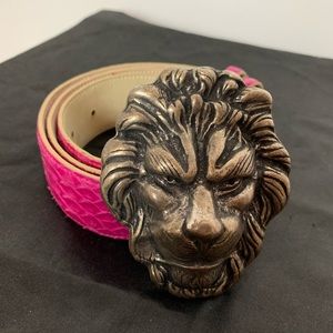 Elliot Rhodes Genuine Python pink belt+lion bucket